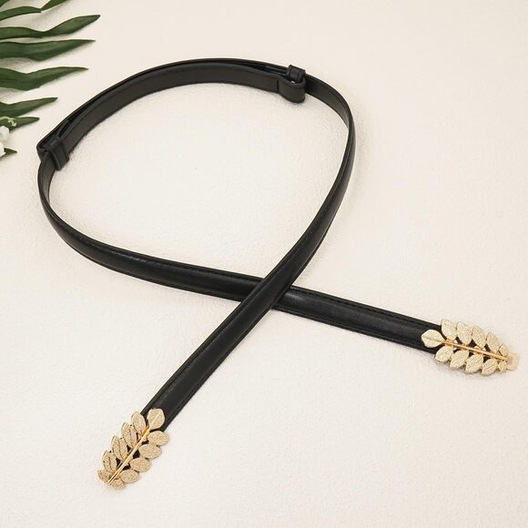 Women Skinny Belts Thin Pu Leather Waist Belt With Gold Buckle For Dresses🤘 - Picture 6 of 6